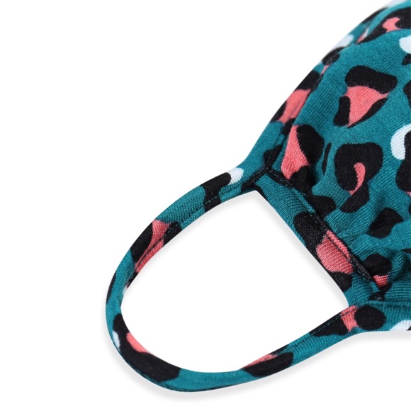 Teal Leopard Print Face Mask - Picture 2 of 4